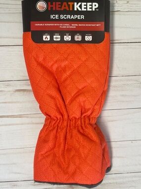 Fleece Lined Auto Car Windshield Fleece Lined Ice Scraper Glove Mitt ORANGE NEW